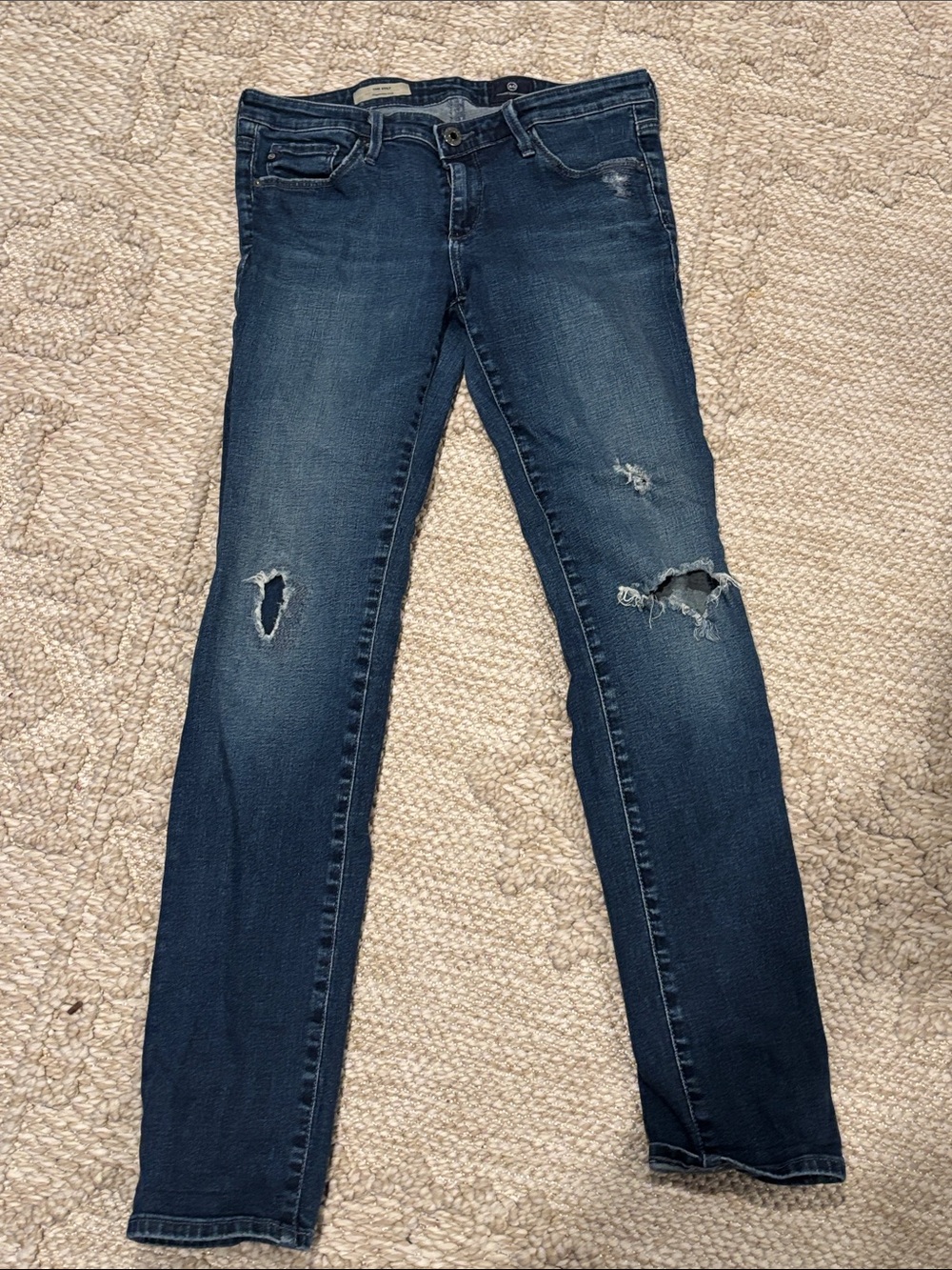 Distressed Dark Blue Skinny Jeans for Women